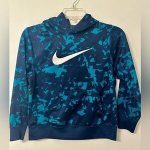 Nike therma fit hoodie sz L, navy and teal design